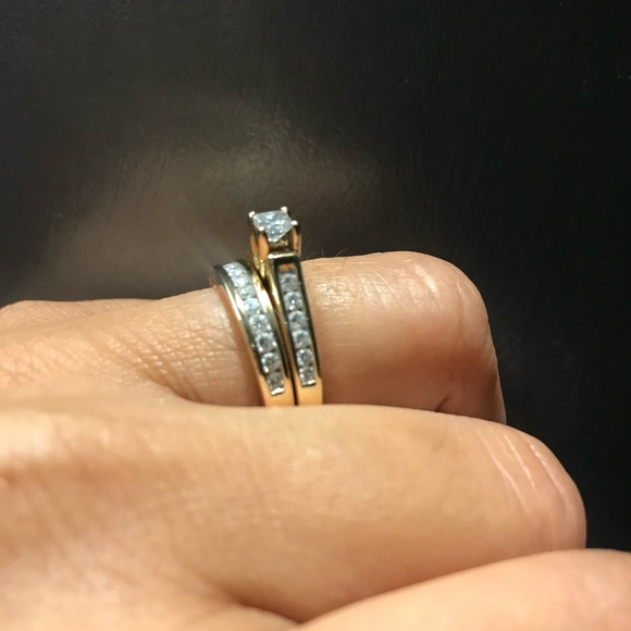 14k gold and diamond wedding set - Picture 2 of 4